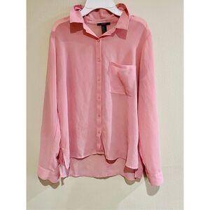Forever 21 Formal Button Down See Through/Semi Transparent Top